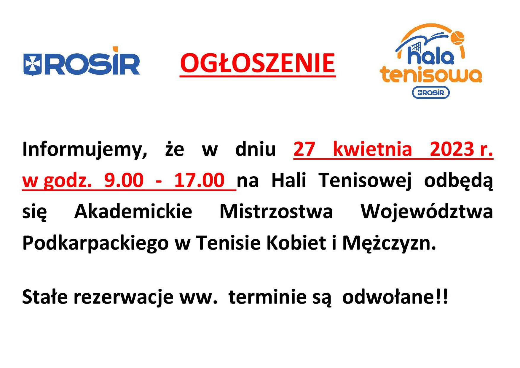 OGŁOSZENIE AZS